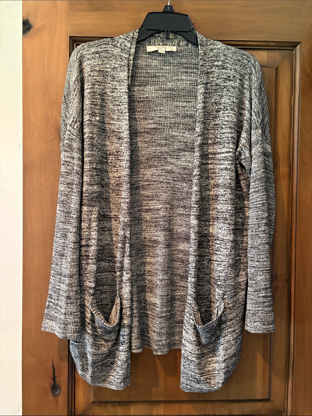 LOFT Gray Marled Open-Front Cardigan with Pockets